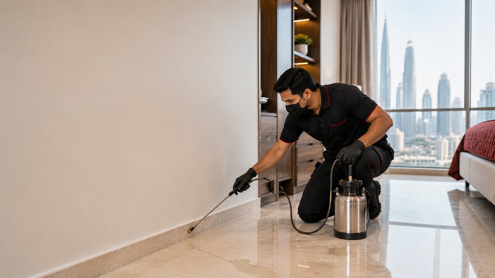 Pure Care pest control technician at work