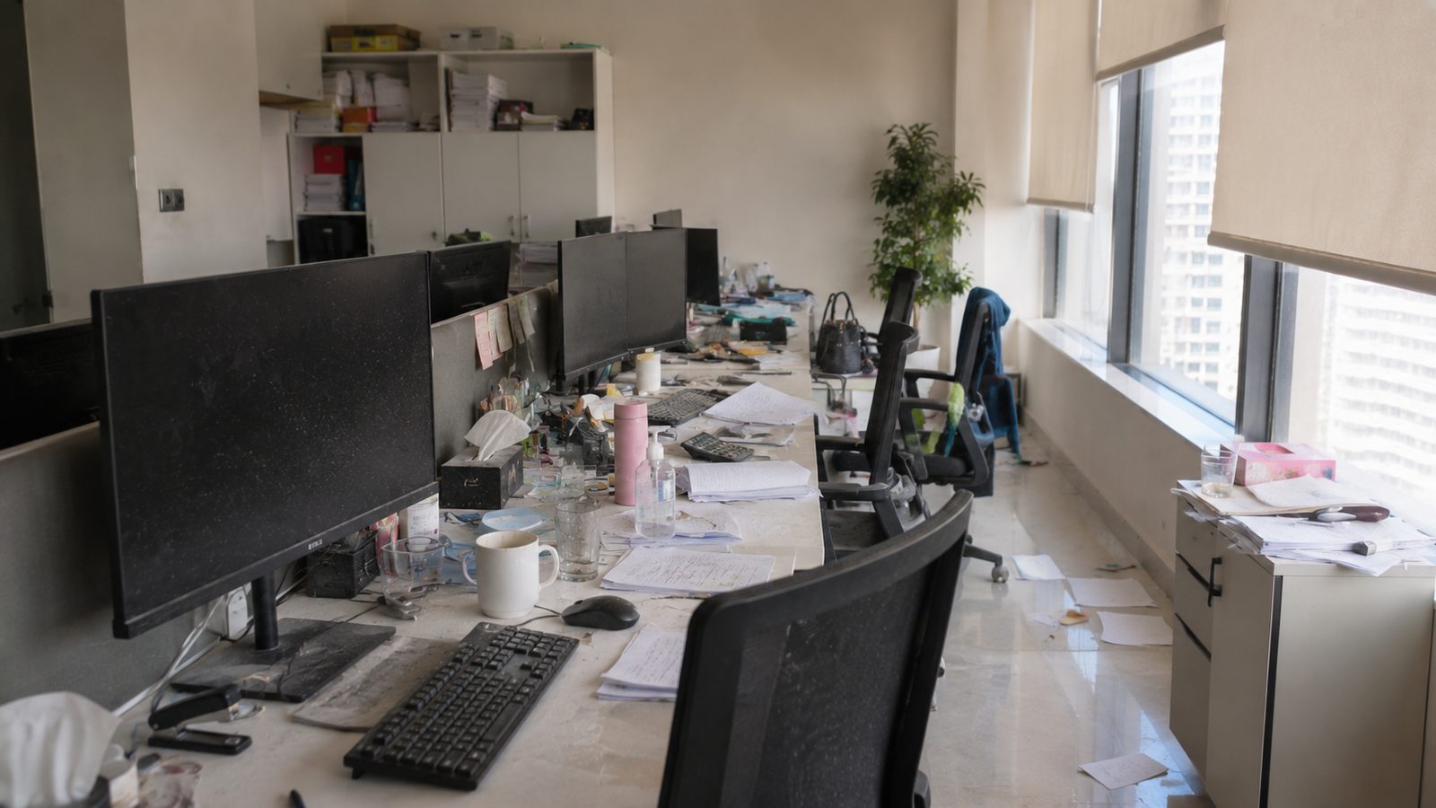 Office before cleaning